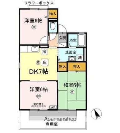 グリーンフィールズ　Ｃ棟[3DK/56.19m2]の間取図