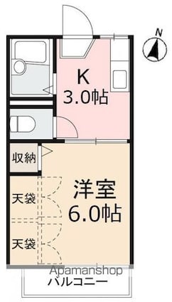カーサ・ヴェルデ[1K/23.05m2]の間取図