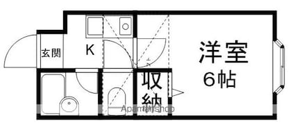 ベルシティ木ノ下[1K/17m2]の間取図