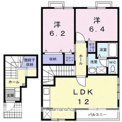 香川県高松市寺井町[2LDK/65.53m2]の間取図
