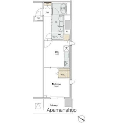 カスタリア人形町Ⅲ[1DK/37.78m2]の間取図