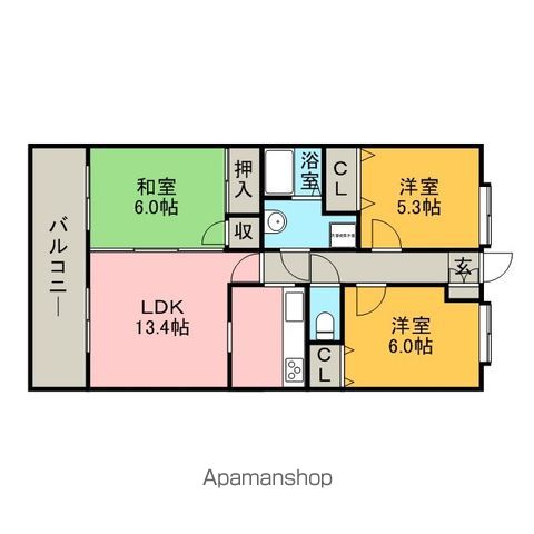 福岡市東区千早のマンションの間取り