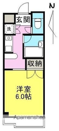 屋島サウスコート[1K/23m2]の間取図