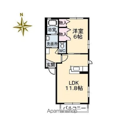 コーポフレンズ[1LDK/40.81m2]の間取図