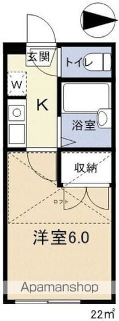 ロフト・プラス[1K/22m2]の間取図