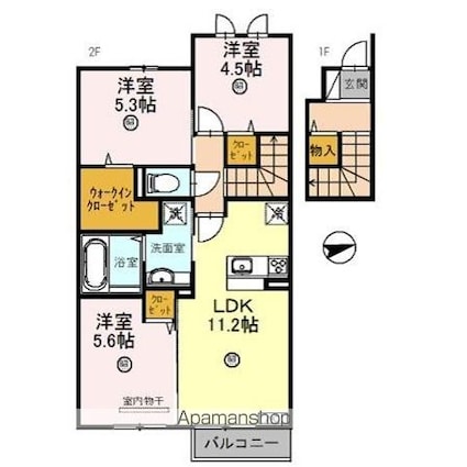 コットンハウスⅢ[3LDK/68.32m2]の間取図
