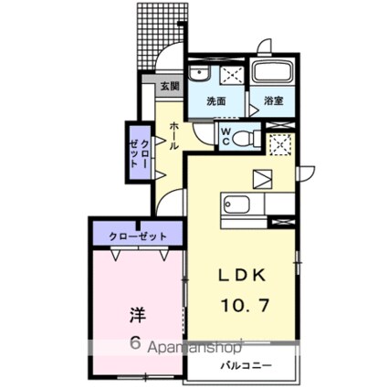 メゾン　ド　サザンカ[1LDK/44.24m2]の間取図