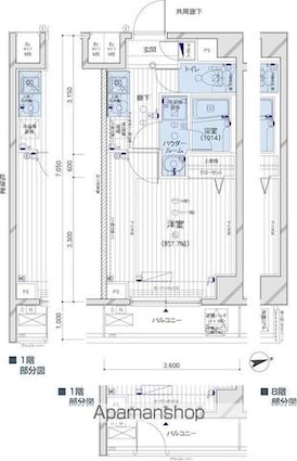 メインステージ府中中河原駅前[1K/25.38m2]の間取図