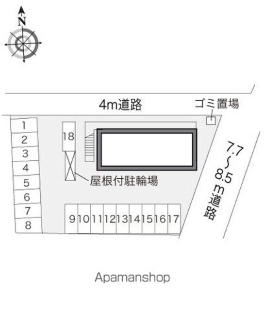 レオパレスカサベルデ[1K/20.28m2]の配置図