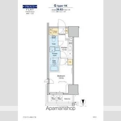プラウドフラット四谷三丁目[1K/26.82m2]の間取図