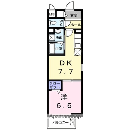 ラ・プルメリア[1DK/35.4m2]の間取図