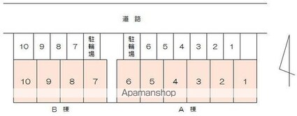 サンビバハイツＡ棟[3DK/63m2]の配置図