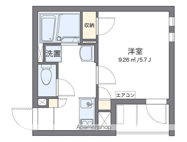 クレイノモンベルジェ[1K/20.3m2]の間取図