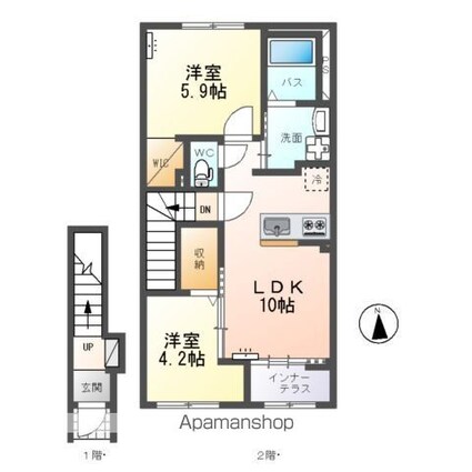 グラン　フェリシア（Ｇｒａｎｄ　Ｆｅｌｉｃｉａ）[2LDK/53.8m2]の間取図