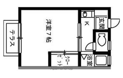 広島県東広島市西条町田口[1K/20.25m2]の間取図
