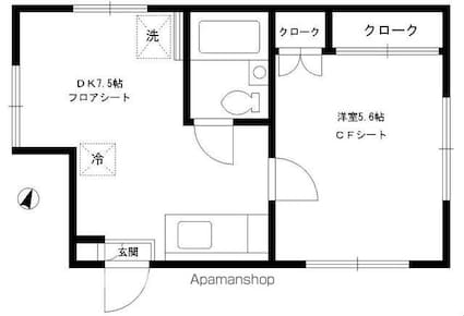 東京都練馬区春日町３丁目[1DK/26.29m2]の間取図