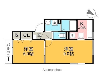 ラ・クレール薊野[2K/41.22m2]の間取図
