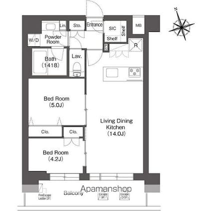 ルーウェ東大泉[2LDK/53.04m2]の間取図