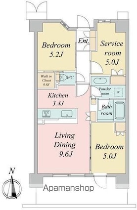 トラープランド蒼麗館[2SLDK/60.71m2]の間取図