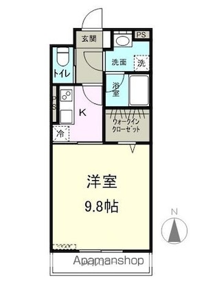 クレア松本[1K/32.68m2]の間取図