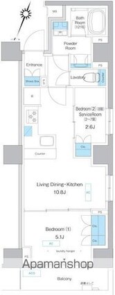 プレディアコート板橋[1SLDK/45.35m2]の間取図