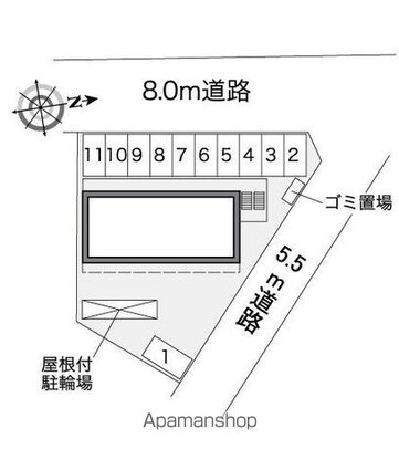 レオパレス湊御殿[1K/20.81m2]の配置図
