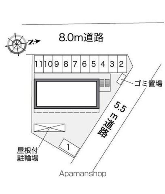 レオパレス湊御殿[1K/20.81m2]の配置図