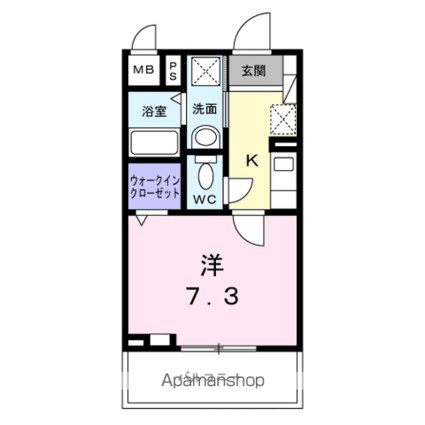 ベルカーサ[1K/25.6m2]の間取図