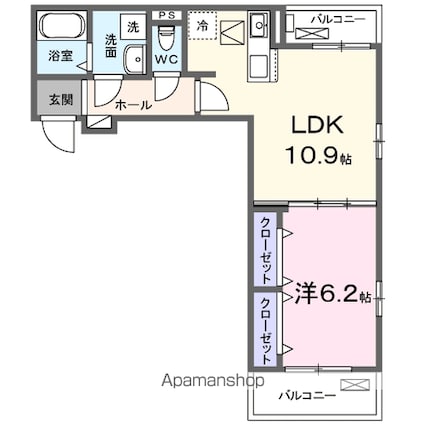 プリムローズ　野村[1LDK/41.97m2]の間取図