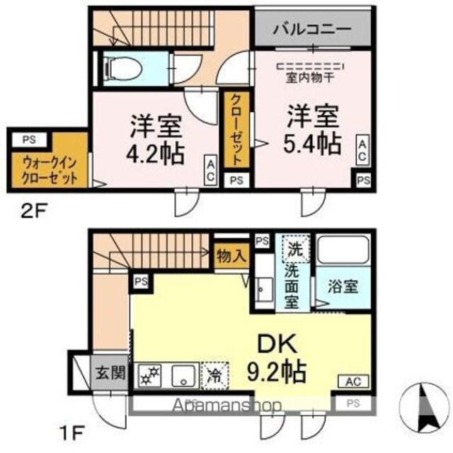 グラナーデ荒川[2DK/53.04m2]の間取図
