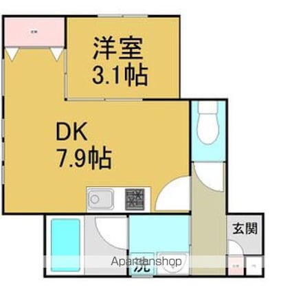 ｅｔ　ｔｏｉ　中村公園（エトワ中村公園）[1DK/28.61m2]の間取図