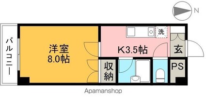 ミタニマンションⅢ[1K/25.65m2]の間取図