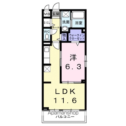 ルーチェ[1LDK/42.59m2]の間取図