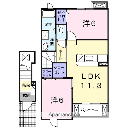 モーダフィオーレＢ[2LDK/56.26m2]の間取図