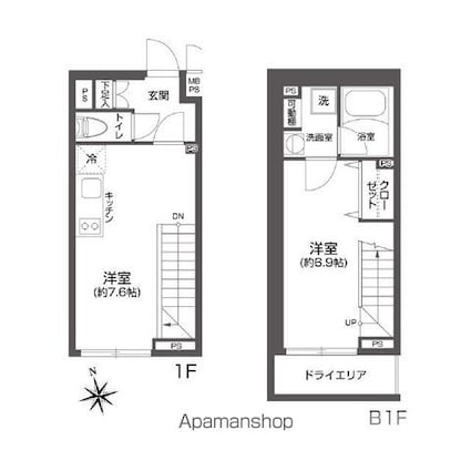 ＬＥＧＡＬＡＮＤ高円寺[1LDK/40.77m2]の間取図