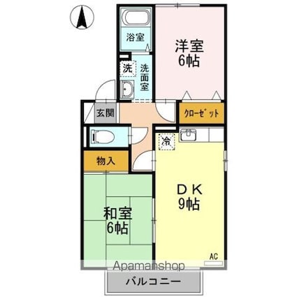 カーサカメリア　Ｂ棟[2DK/50.38m2]の間取図