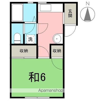 群馬県太田市高林西町[1K/24.57m2]の間取図