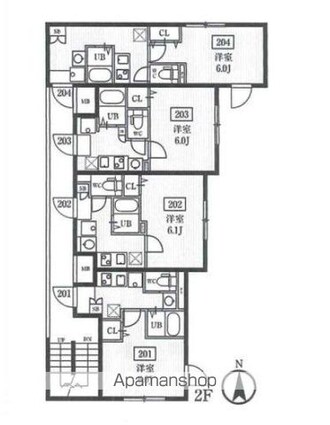 エルファーロ小竹向原[1K/22.25m2]の配置図
