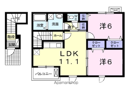 ＨＯＬＹＧＬＩＴＴＥＲ　Ｔ．Ｊ[2LDK/57.85m2]の間取図