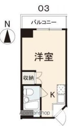 オレンジハウス[1R/15.5m2]の間取図