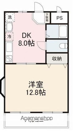 レイクサイド太田[1DK/42m2]の間取図