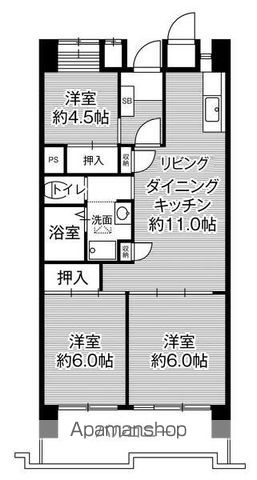 ビレッジハウス光南タワー1号棟の間取り写真