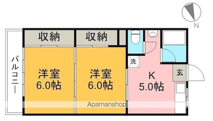 キタムラマンション[2K/37m2]の配置図
