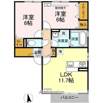 プリマヴェーラ　Ａ棟[2LDK/57.13m2]の間取図