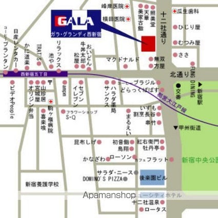 東京都新宿区西新宿５丁目[1K/22.47m2]の周辺7