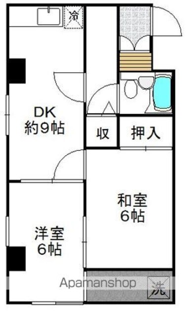 第２伸光マンション[2DK/43.7m2]の間取図
