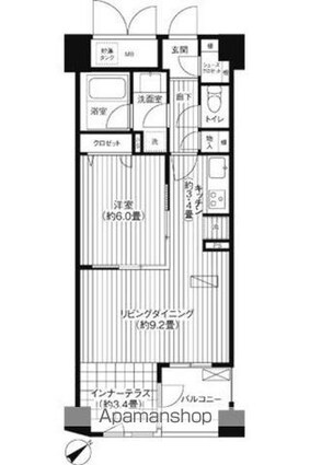 コスモリード新宿余丁町[1LDK/50.43m2]の間取図