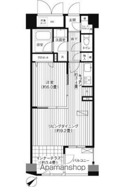 コスモリード新宿余丁町[1LDK/50.43m2]の間取図