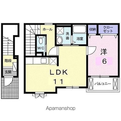 カーサ　フェリーチェＡ[1LDK/45.97m2]の間取図