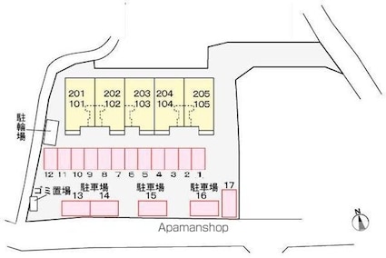 ファミーユＭ[1LDK/45.33m2]の配置図